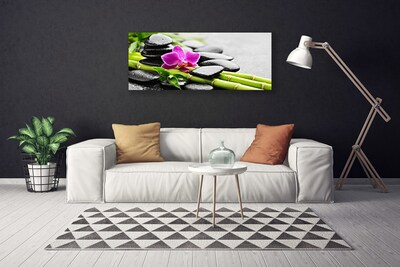 Canvas Kunstdruck Bambusrohre Blume Steine Kunst