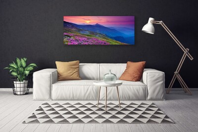 Canvas Kunstdruck Gebirge Wiese Blumen Landschaft