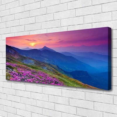 Canvas Kunstdruck Gebirge Wiese Blumen Landschaft