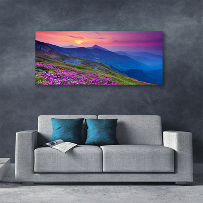 Canvas Kunstdruck Gebirge Wiese Blumen Landschaft