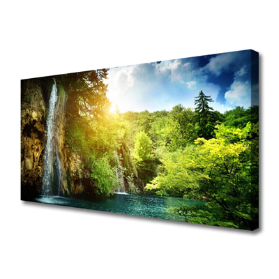 Canvas Kunstdruck Wasserfall Bäume Landschaft