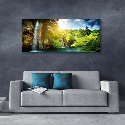 Canvas Kunstdruck Wasserfall Bäume Landschaft