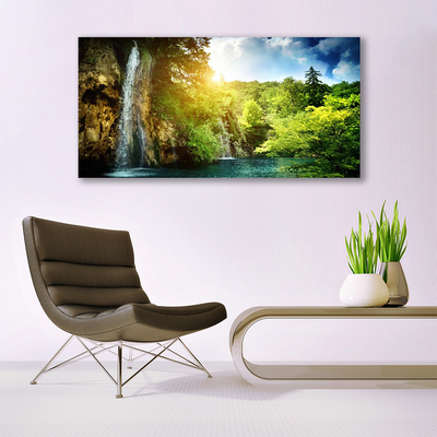 Canvas Kunstdruck Wasserfall Bäume Landschaft