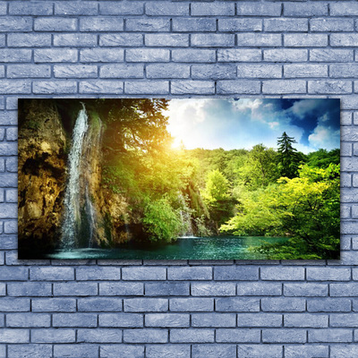 Canvas Kunstdruck Wasserfall Bäume Landschaft