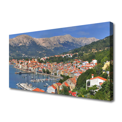 Canvas Kunstdruck Stadt Gebirge Meer Landschaft