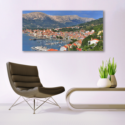 Canvas Kunstdruck Stadt Gebirge Meer Landschaft