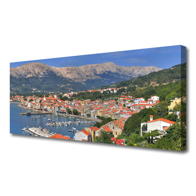 Canvas Kunstdruck Stadt Gebirge Meer Landschaft