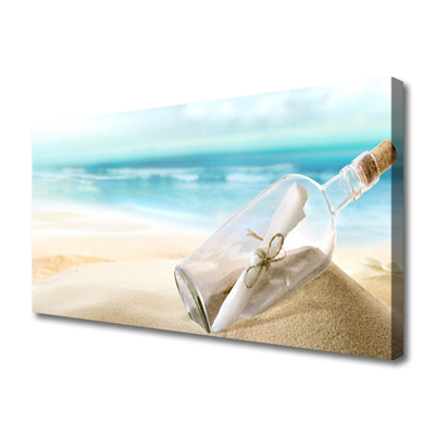 Canvas Kunstdruck Strand Flasche Kunst