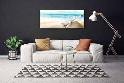 Canvas Kunstdruck Strand Flasche Kunst