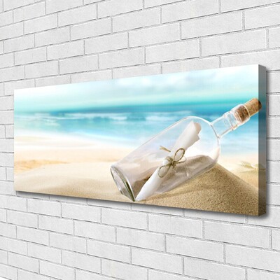 Canvas Kunstdruck Strand Flasche Kunst