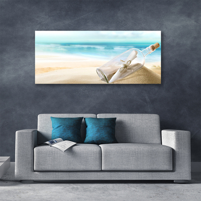 Canvas Kunstdruck Strand Flasche Kunst