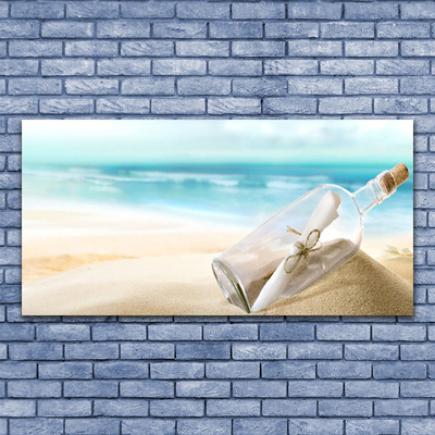 Canvas Kunstdruck Strand Flasche Kunst