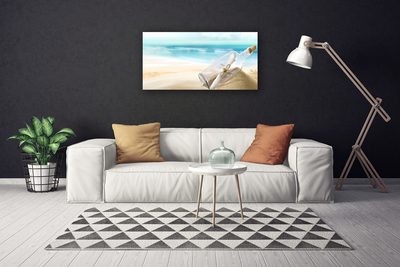 Canvas Kunstdruck Strand Flasche Kunst