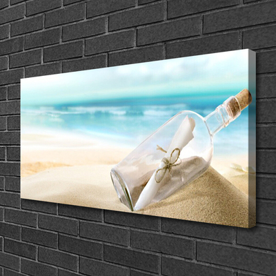 Canvas Kunstdruck Strand Flasche Kunst