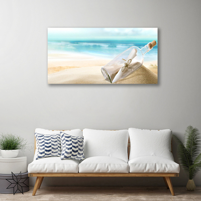 Canvas Kunstdruck Strand Flasche Kunst