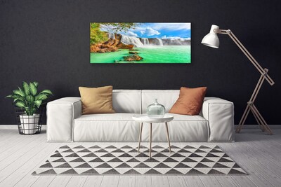 Leinwand-Bilder Wasserfall See Landschaft