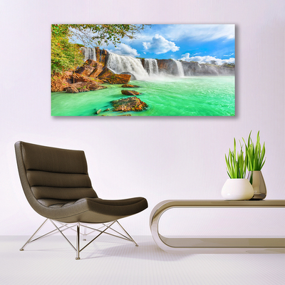 Leinwand-Bilder Wasserfall See Landschaft