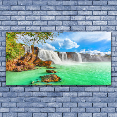 Leinwand-Bilder Wasserfall See Landschaft