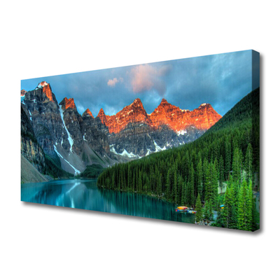 Leinwand-Bilder Gebirge Wald See Landschaft