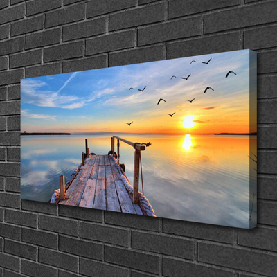 Leinwand-Bilder Meer Brücke Sonne Architektur