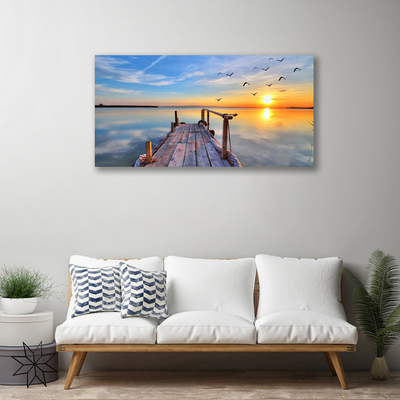Leinwand-Bilder Meer Brücke Sonne Architektur