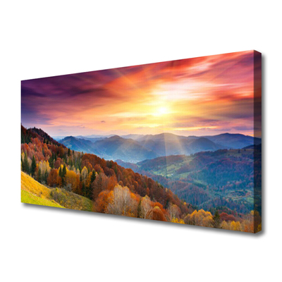 Leinwand-Bilder Gebirge Wald Gelb Landschaft