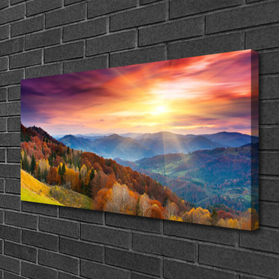 Leinwand-Bilder Gebirge Wald Gelb Landschaft