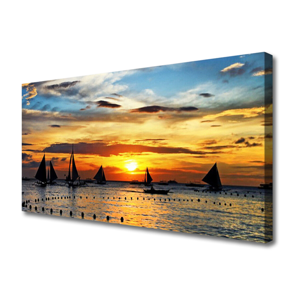 Leinwand-Bilder Boote Meer Sonne Landschaft