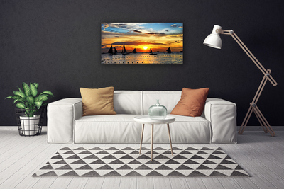 Leinwand-Bilder Boote Meer Sonne Landschaft