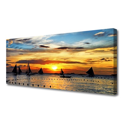 Leinwand-Bilder Boote Meer Sonne Landschaft