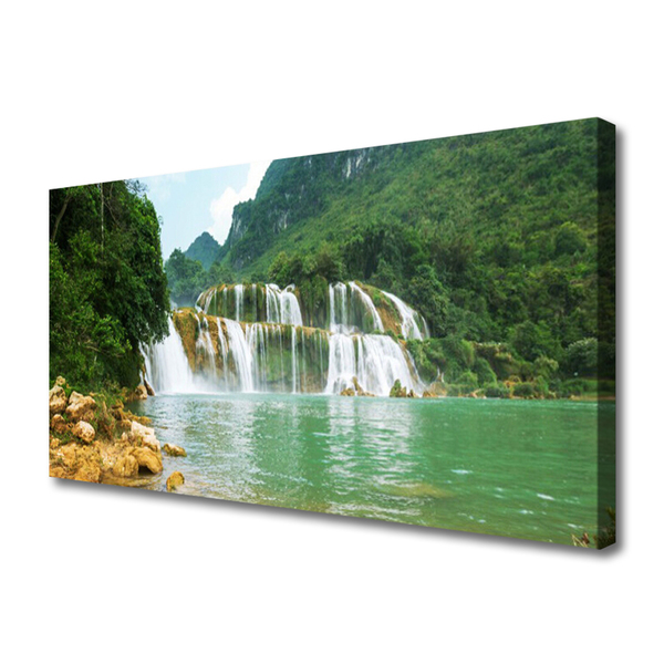 Leinwand-Bilder Wald Wasserfall Landschaft