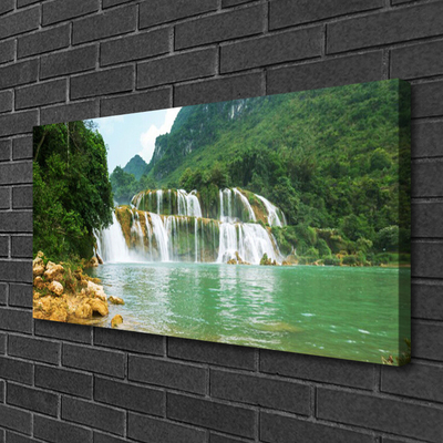 Leinwand-Bilder Wald Wasserfall Landschaft