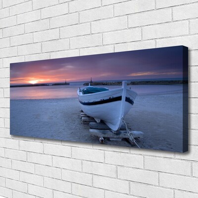 Leinwand-Bilder Boot Strand Meer Sonne Landschaft