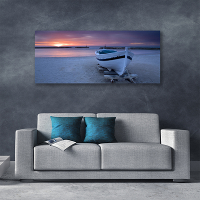 Leinwand-Bilder Boot Strand Meer Sonne Landschaft