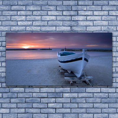 Leinwand-Bilder Boot Strand Meer Sonne Landschaft