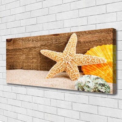 Leinwand-Bilder Sand Seestern Muscheln Kunst