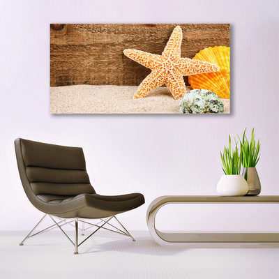 Leinwand-Bilder Sand Seestern Muscheln Kunst