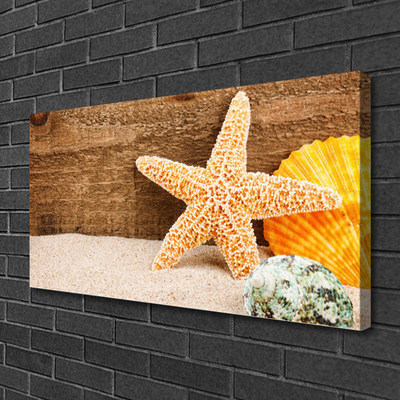 Leinwand-Bilder Sand Seestern Muscheln Kunst