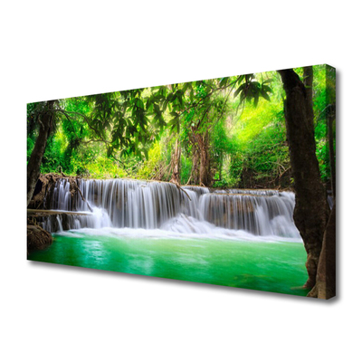 Leinwand-Bilder Wasserfall See Wald Natur