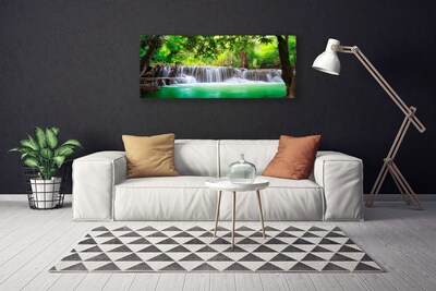 Leinwand-Bilder Wasserfall See Wald Natur