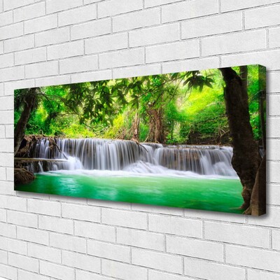 Leinwand-Bilder Wasserfall See Wald Natur