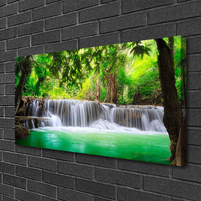 Leinwand-Bilder Wasserfall See Wald Natur