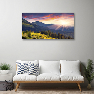 Leinwand-Bilder Gebirge Wald Sonne Landschaft