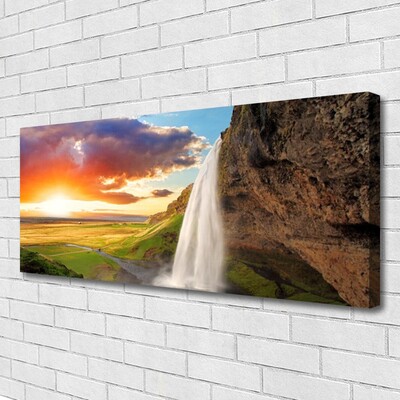 Leinwand-Bilder Wasserfall Sonne Landschaft