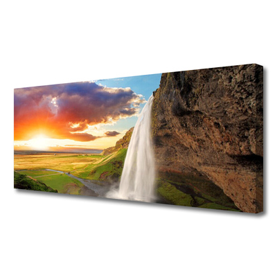 Leinwand-Bilder Wasserfall Sonne Landschaft