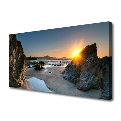 Leinwand-Bilder Felsen Strand Sonne Landschaft