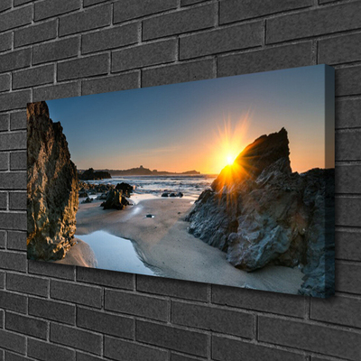 Leinwand-Bilder Felsen Strand Sonne Landschaft