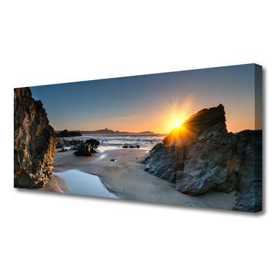 Leinwand-Bilder Felsen Strand Sonne Landschaft