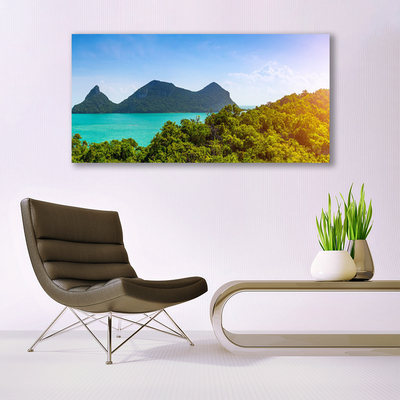 Leinwand-Bilder Gebirge Meer Bäume Landschaft