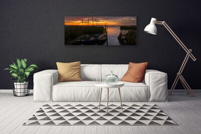 Leinwand-Bilder Boote Meer Gras Landschaft
